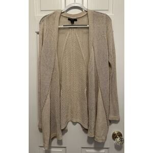 Tahari Women’s 1X Open Front Knit Cardigan Sweater – Linen Blend